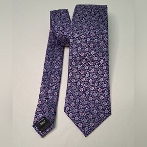 Jaeger Men's Necktie 100% Silk - Purple Floral Pattern Classic Tie‎